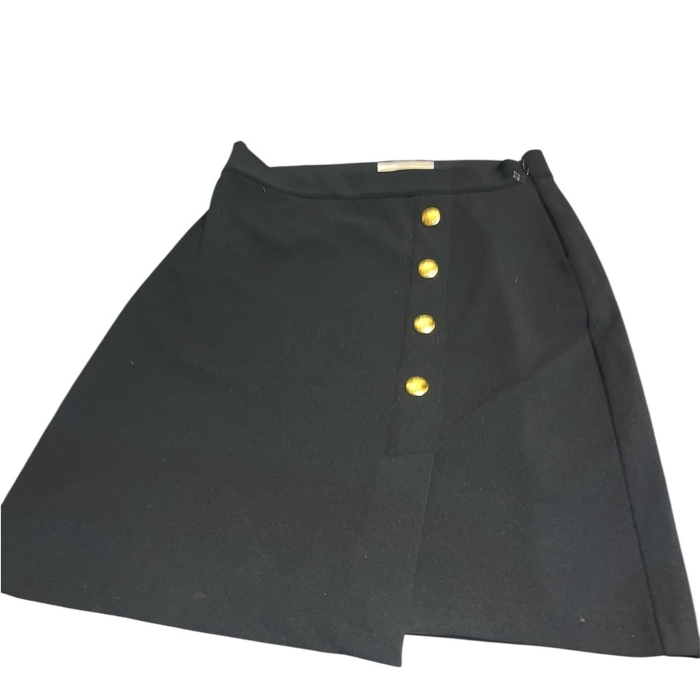 Michael Kors Black Mini Skirt with Gold Buttons